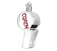 Old World Christmas Coach's Whistle Glass Blown Ornament for Christmas Tree, Handcrafted Holiday Decoration, Sports Collection