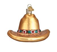 Old World Christmas Cowboy Hat Glass Blown Ornament for Christmas Tree 2.25 in H X 3.25 in W X 3.75