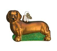 Old World Christmas Dog Collection Glass Blown Ornaments for Christmas Tree Dachshund, Model:12219