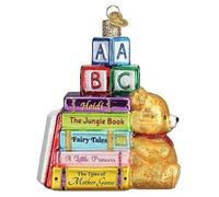 Old World Christmas Favorite Children's Books Glass Hanging Ornament