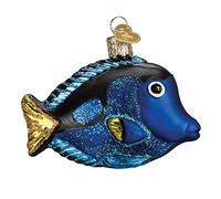Old World Christmas Fish Collection Glass Blown Ornaments for Christmas Tree Pacific Blue Tang, 3.5"
