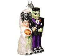 Old World Christmas Frankenstein & Bride Glass Blown Ornament for Christmas Tree, Handcrafted Holiday Decoration, Halloween Collection