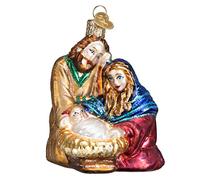 Old World Christmas Glass Blown Ornaments for Christmas Tree Holy Family, Red, Blue, Gold, Brown, 3.5"