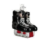 Old World Christmas Hockey Skates Glass Blown Ornament for Christmas Tree, Handcrafted Holiday Decoration, Sport Collection