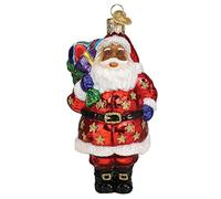 Old World Christmas Jolly African American Santa Glass Blown Ornament for Christmas Tree