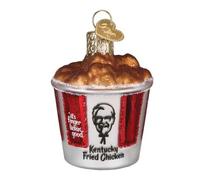 Old World Christmas KFC Bucket of Chicken Glass Blown Ornament for Christmas Tree, Handcrafted Holiday Decoration, Fast Food Collection