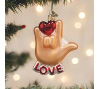 Old World Christmas Love Sign Language Glass Hanging Ornament