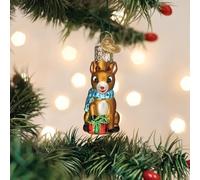 Old World Christmas Mini Rudolph The Red-Nosed Reindeer Glass Hanging Ornament