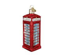 Old World Christmas Ornaments: Cities, Places and Landmarks Glass Blown Ornaments for Christmas Tree, English Phonebooth