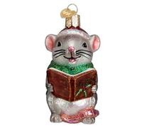 Old World Christmas Ornaments Grey Caroling Mouse Glass Blown Ornaments for Christmas Tree