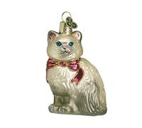 Old World Christmas Ornaments Grey Himalayan Kitty Glass Blown Ornaments for Christmas Tree