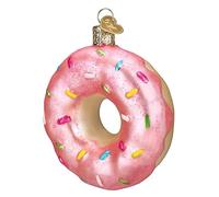 Old World Christmas Ornaments Pink Frosted Donut Glass Blown Ornaments for Christmas Tree