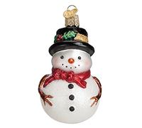 Old World Christmas Ornaments Red Bow Holly Hat Snowman Glass Blown Ornaments for Christmas Tree