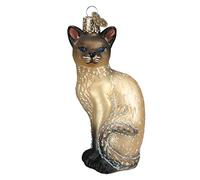 Old World Christmas Ornaments Tan Siamese Cat Glass Blown Ornaments for Christmas Tree