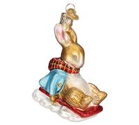 Old World Christmas Peter Rabbit On Sled Glass Blown Ornament for Christmas Tree