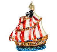 Old World Christmas Pirate Ship Glass Christmas Tree Ornament FREE BOX 46089