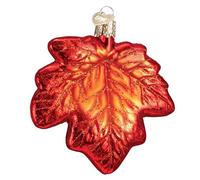 Old World Christmas Red Maple Leaf Glass Blown Ornament for Christmas Tree