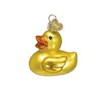 Old World Christmas Rubber Ducky Glass Blown Ornament for Christmas Tree, Handcrafted Holiday Decoration, Baby’s First Christmas Collection