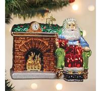 Old World Christmas Santa at Hearth Glass Hanging Ornament