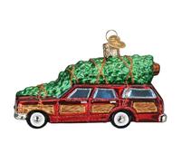 Old World Christmas Station Wagon with Tree Glass Blown Ornament for Christmas Tree