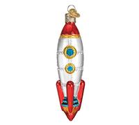 Old World Christmas Toy Rocket Ship Glass Ornament 44125 FREE BOX Spaceship New