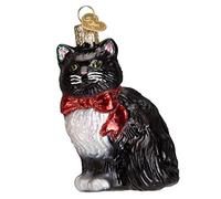 Old World Christmas Tuxedo Kitty Glass Blown Ornament for Christmas Tree, Handcrafted Holiday Decoration, Cat Collection