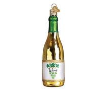 Old World Christmas White Wine Bottle Glass Blown Ornament for Christmas Tree, Handcrafted Holiday Decoration, Adult Beverages Collection