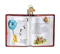 Old World Christmas Winnie-The-Pooh Book Glass Hanging Ornament