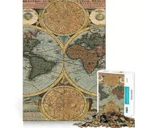Old World Map 1000 Piece Jigsaw Puzzles for Teenagers Jigsaw Mind Game Toy Home Enjoy Neat Cut Perfect Present (38x26cm)