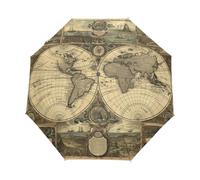 Old World Map Earth Umbrella Automatic Folding Men Women Travel Umbrellas Auto Open Close Sun Blocking Windproof