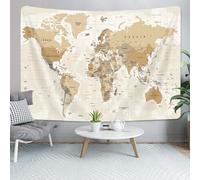 Old World Map Tapestry, Map of World Tapestry Wall Hanging for Kids Students, Vintage Asia Europe America Africa Japan Beige Wall Poster Tapestries for Bedroom Living Room Office Wall Decor, 60X50in