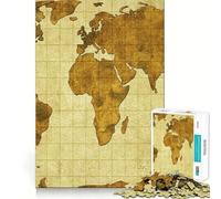 Old World Map Vintage 1000 Piece Jigsaw Puzzles for Teenagers Jigsaw Logic Ability Toy Soft Relax Accurate Cut Cherished Gift (38x26cm)