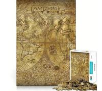 Old World Map Vintage Jigsaw Puzzles for Adults 1000 Pieces Fine Logic Toy Casual Relax Neat Edge Fine Art Piece (50x75cm)