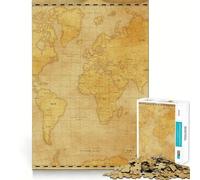 Old World Map Vintage Jigsaw Puzzles1000 Pieces Mind Skill Toy Soothing Play Precision Cut Art Collection Piece (38x52cm)
