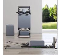 Oldable Pilates Reformer Machine With Pilates Box & Footboard - Compact Aluminum Alloy Home Gym Equipment, Adjustable Strength Training Bed (Black 2480x515x215mm)