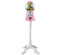Olde Midway 15" Gumball Machine with Stand - Pink, Vintage-Style Bubble Gum Candy Dispenser with Glass Globe and Metal Base