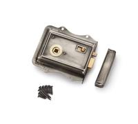 Olde Victorian Rim Lock Pewter & Polished Brass - Traditional Bathroom Flanged Latch with Privacy Snib