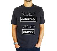 Older Definitely - Wiser Maybe - 18th | 21st | 30th | 40th | 50th | 60th | 70th | 80th Funny Oasis Inspired Birthday Gift | Present Idea for Men T-Shirt Charcoal Grey M