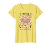 Oldest Sister Makes The Rules Siblings Partner Look T-Shirt, Women, Lemon Yellow, Medium
