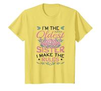 Oldest Sister Makes The Rules Siblings Partner Look T-Shirt, Youth, Lemon Yellow, Medium