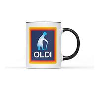 Oldi Woman Mug- Birthdays Christmas Funny Gift Presents Mother's Day Celebration Novelty Old Coffee Tea Heavy Duty Handle Dino Coated Dishwasher/Microwave Safe Sublimation Ceramic (Black Handle Prime)