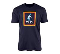 Oldi Woman T-Shirt Top - Novelty Joke Old Age Elderly Road Sign Birthday Christmas Mother's Day Mum Mother Mummy Grandma Nannan Navy Pink Celebration (Small, Navy Prime)