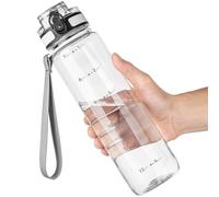 OLDLEY 1L/32oz Sports Water Bottle, 1000ml Motivational Drinks Bottle with Time Markings Leak Proof Drink & Lock Cover & No Straw, BPA Free for Adults Women Men Gym School Cycling Running Hiking