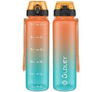 OLDLEY 1L/32oz Sports Water Bottle with Straw, 1000ml Motivational Drinks Bottle with Time Markings Leak Proof Drink & Lock Cover, BPA Free for Gym School Cycling Running Hiking