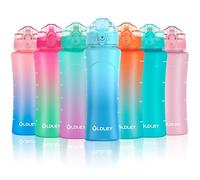 OLDLEY 450ml/15oz Kids Water Bottle with Straw Childrens Boys Girls Toddler Reusable Drink Bottles with Times Markings for School Home Camping Outdoor Sports BPA Free Leakproof Durable