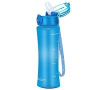 OLDLEY 450ml/15oz Water Bottle with Straw Reusable Drink Bottles with Times Markings for School Home Camping Outdoor Sports BPA Free Leakproof Durable