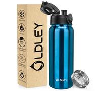 OLDLEY 600ml/20oz Stainless Steel Water Bottle Double Walled Vacuum Flask Keeps Drink Hot and Cold Leakproof BPA Free Metal Insulated Water Bottle for Sport School Work Outdoor Hiking (Bright Blue)