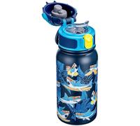 OLDLEY Insulated Kids Water Bottle 350ml/12oz Stainless Steel Metal Water Bottles Leakproof Double Walled Cute Vacuum Small Flask with Handle Keep Drinks Hot Cold for Boys Girls Children (Shark)