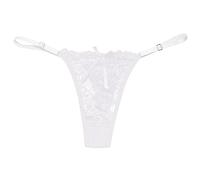 OLDM See Through Thongs For Women G String Sexy Lace Sheer Mesh Briefs Underwear Breathable Low Rise V-Shape Underpanty T-Back Comfy Underpants G-String (White), One Size