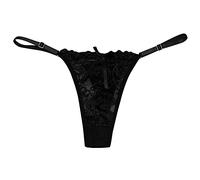 OLDM See Through Thongs For Women G String Sexy Lace Sheer Mesh Briefs Underwear Breathable Low Rise V-Shape Underpanty T-Back Comfy Underpants G-String (Black,Free size)
